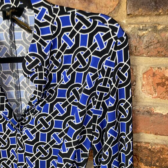 Laundry by Design Blue Black Geometric Mini Dress Women's Size Small - Picture 4 of 7
